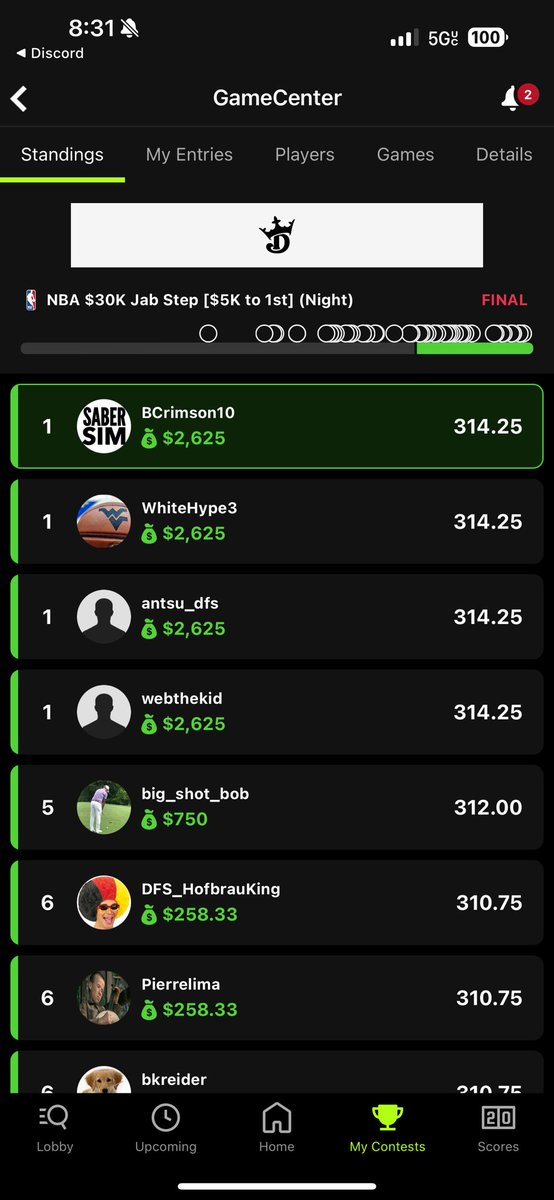 BCrimson10's tweet photo. NBA is back!! We starting off the season right with a night slate dub. @SaberSim continues to somehow make the best tool already out there even better. Loving the new live in game sims and live ownership updates 🙏🏽

#NBADFS 
#SaberSim
#WinnersCircle

https://t.co/jopQKIUa1H https://t.co/qWeS3akdX0