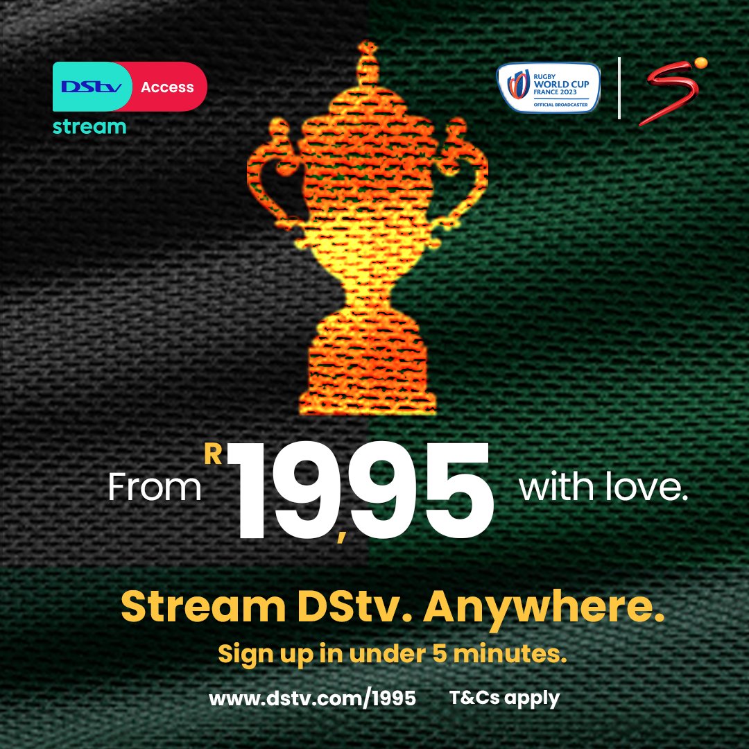 dailysunsa's tweet photo. Let's take it back to 1995 as we prepare to relive history ππ Get DStv Stream Access to watch the Springboks take on All Blacks in the #RWCFinal for only R19.95
#StrongerTogether #GetAccess1995
https://t.co/1noBFbiQ0M https://t.co/OFVR40YQ4b