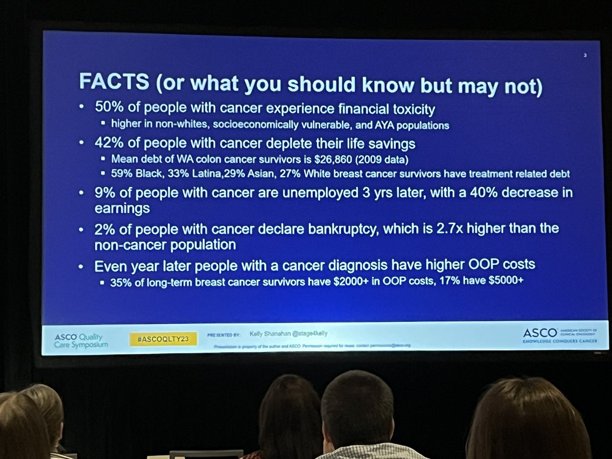 The amazing @stage4kelly is speaking about the lived experience of the high-cost of cancer care at #ASCOQLTY23. #Patientsaredrowning @ASCO