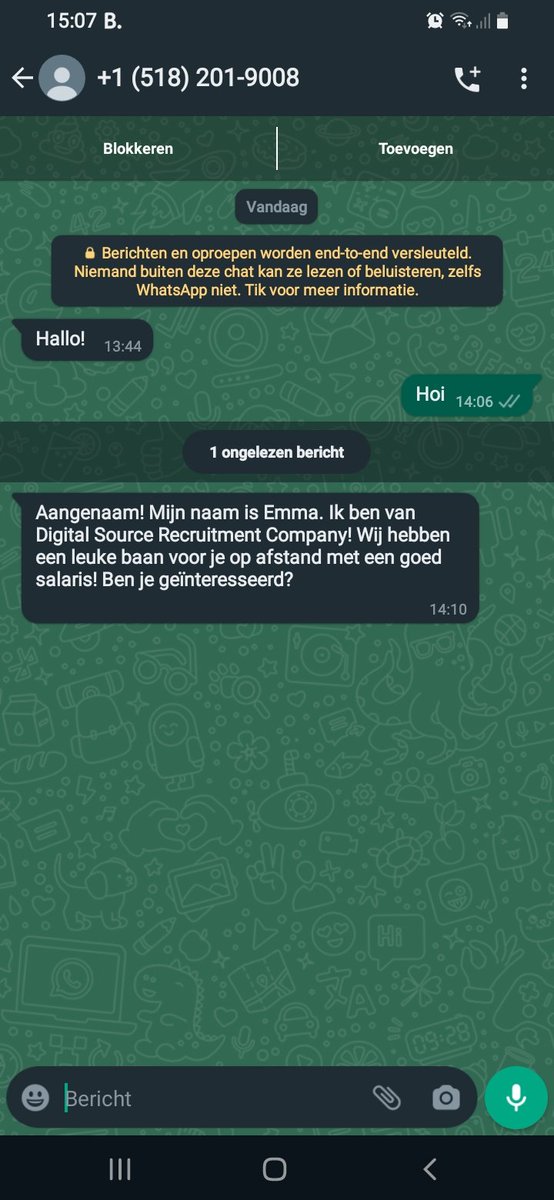 Dus men kan zo een bedrijfsaccount maken en willekeurige mensen spammen <a href="/WhatsApp/">WhatsApp</a>