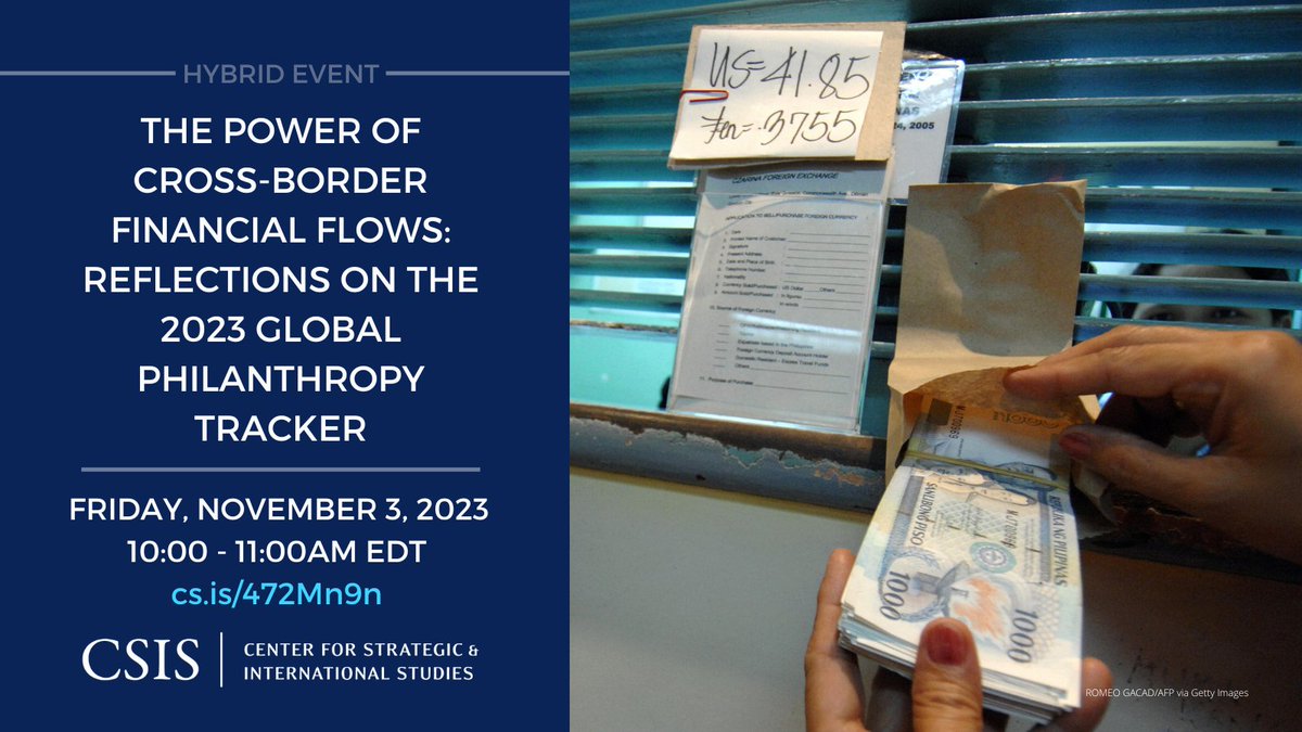 CSIS Food & Water Security Program (@csisfoodwater) on Twitter photo In 2020, philanthropies in 47 countries donated $70 billion to global causes.
How can cross-border, cross-sectoral giving address global challenges? Find out on 11/3 as experts reflect on <a href="/IUPhilanthropy/">IU Philanthropy</a>'s 2023 Global Philanthropy Tracker.
Register here: cs.is/472Mn9n In 2020, philanthropies in 47 countries donated $70 billion to global causes.
How can cross-border, cross-sectoral giving address global challenges? Find out on 11/3 as experts reflect on <a href="/IUPhilanthropy/">IU Philanthropy</a>'s 2023 Global Philanthropy Tracker.
Register here: cs.is/472Mn9n