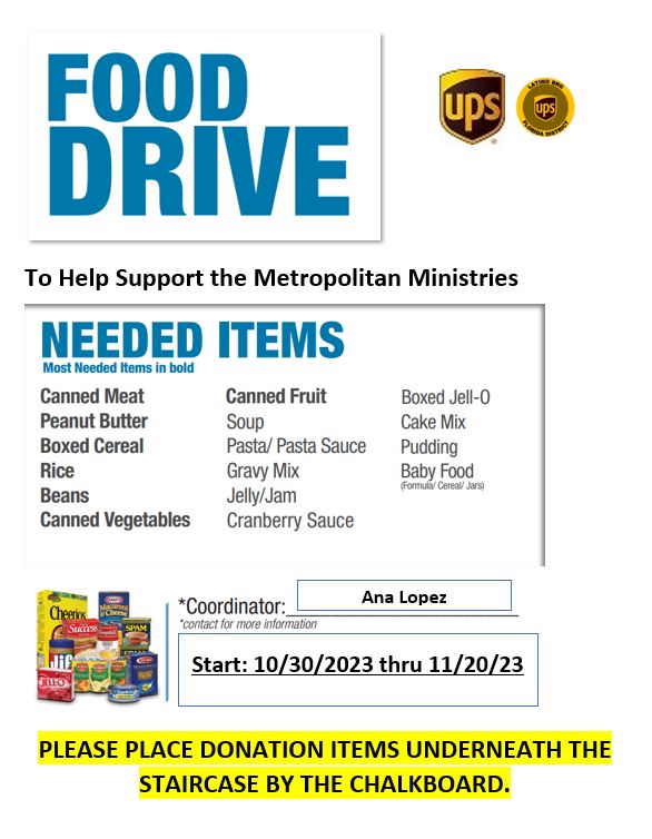 ups_bayside's tweet photo. Food Drive at Bayside!  To help support the Metropolitan Ministries of Tampa Bay during the Holiday Season. https://t.co/IPrF1LED1E