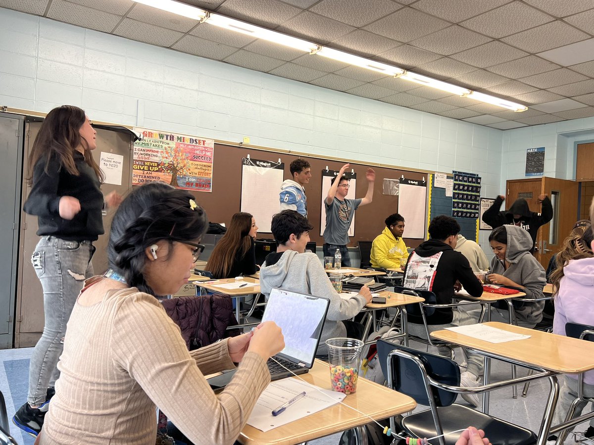 Taramauer's tweet image. Students in Math In Society are exploring “Working Under Pressure” as they explore the heart rate factor while examining their heart rate, doing jumping jacks, and performing a Fruit Loops on a string task. @rinaldim13 @OSchoolsPR @TeachMitch @DianeProvvido #ThisIsOSD #OHSMath