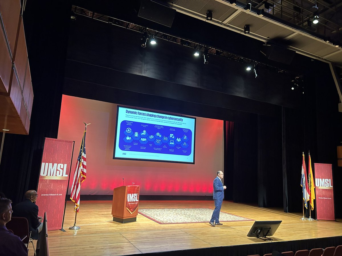 #UMSLBusiness Information Systems alumnus, Sam Ganga, giving the keynote address at #stlcybercon #CybersecurityAwarenessMonth