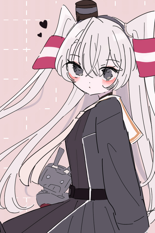 amatsukaze (kancolle) ,rensouhou-kun 1girl long hair dress two side up hair tubes heart sailor dress  illustration images