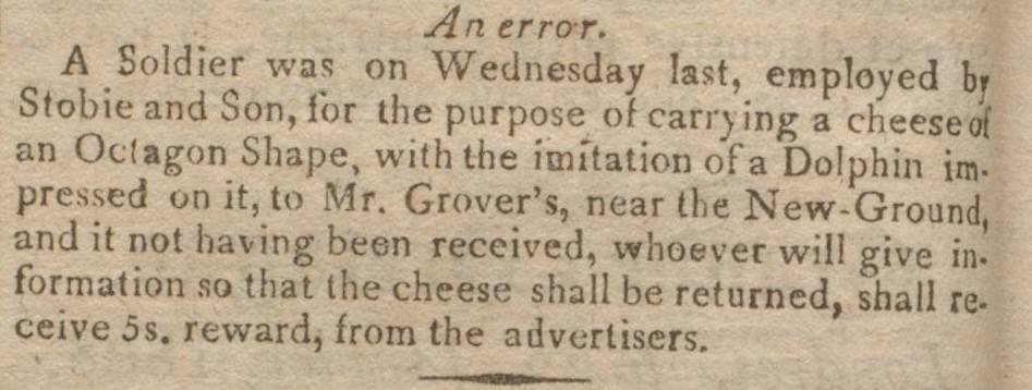 What's the betting the hotel never got their cheese? Fom a Guernsey newspaper of January 1808 in the Priaulx Library's collection #guernsey #cheese #History  #library #localstudies