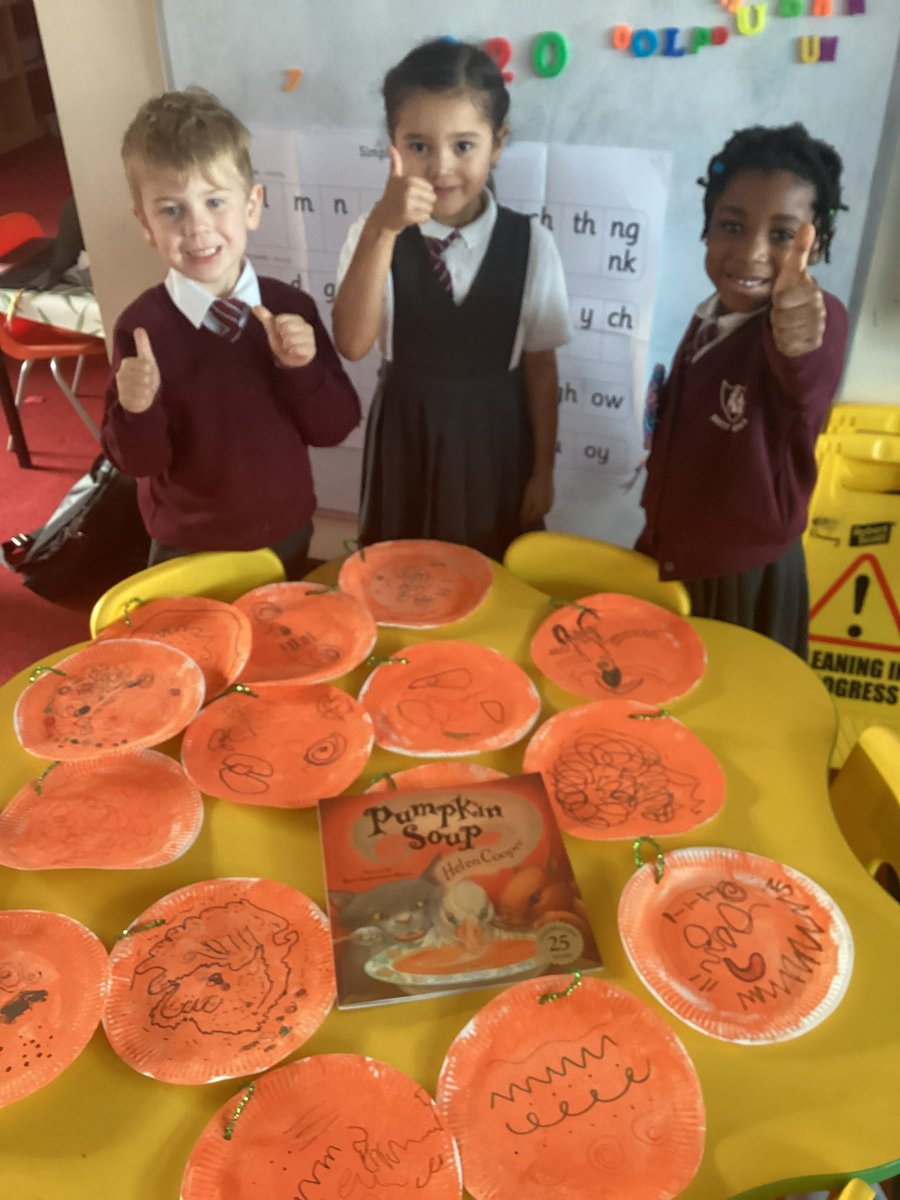 annes_school's tweet photo. In Reception this half term we have shared the story Pumpkin Soup by @HelenCooperbook We have been learning about the characters, building the white cabin and creating our own pumpkins https://t.co/vs1CKW7ryO