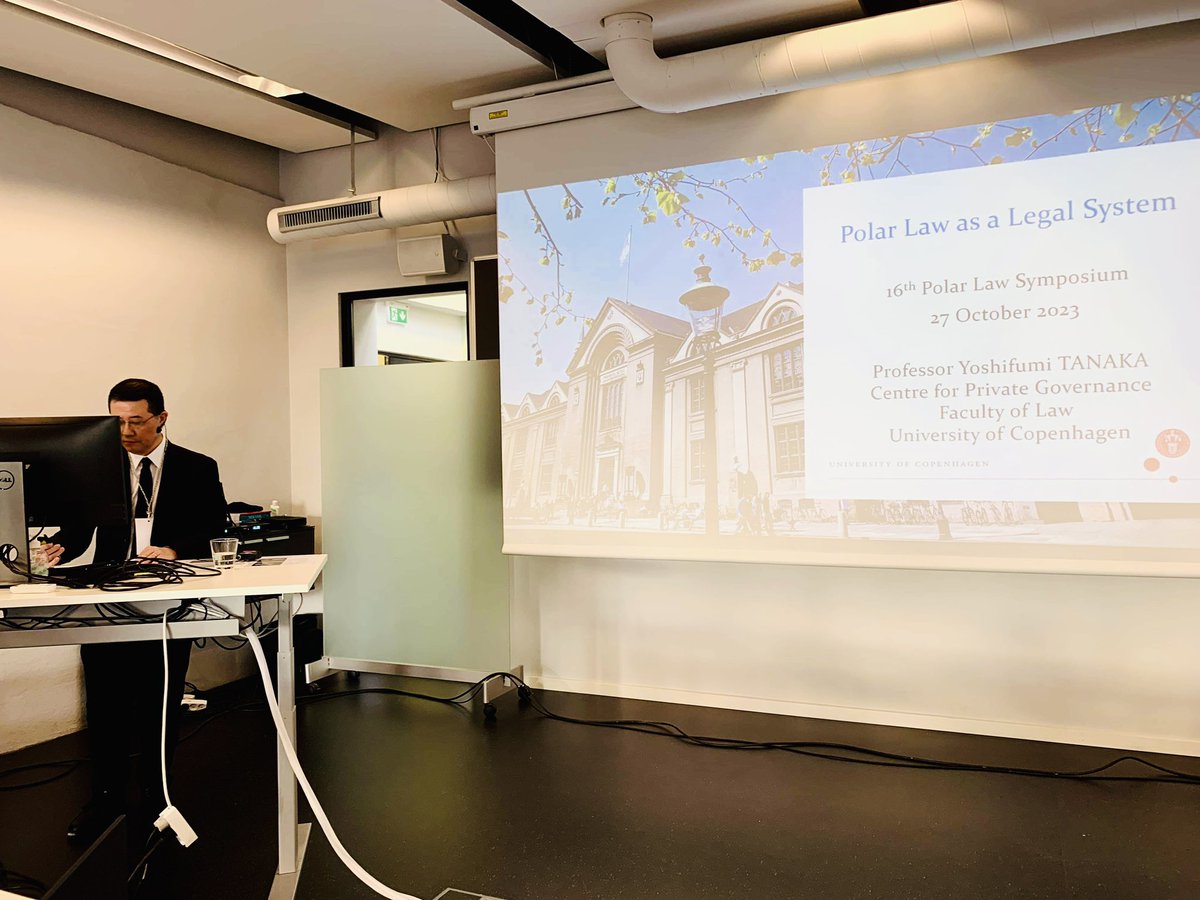 shoc_law's tweet photo. Professor Yoshifumi Tanaka at the University of the Faroe Islands 16th Polar Law Symposium delivering a talk on ‘Polar Law as a Legal System.’ 16. Polar Law Symposium, Tóshavn 26-28 October 2023: https://t.co/Fichuhy7Pz (draft schedule) #polarlaw #faroeislands https://t.co/pAgIXOWXqA