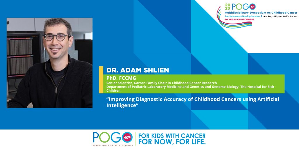 POGO4kids's tweet photo. Ready to dive into the future of #PediatricOncology with a twist? Join us at the #POGOSymposium for Adam Shlien’s mind-blowing session on using Artificial Intelligence to improve the diagnostic accuracy of #ChildhoodCancers. Don’t miss out on this AI extravaganza! 🧠🚀 https://t.co/kDRL1BbZCL