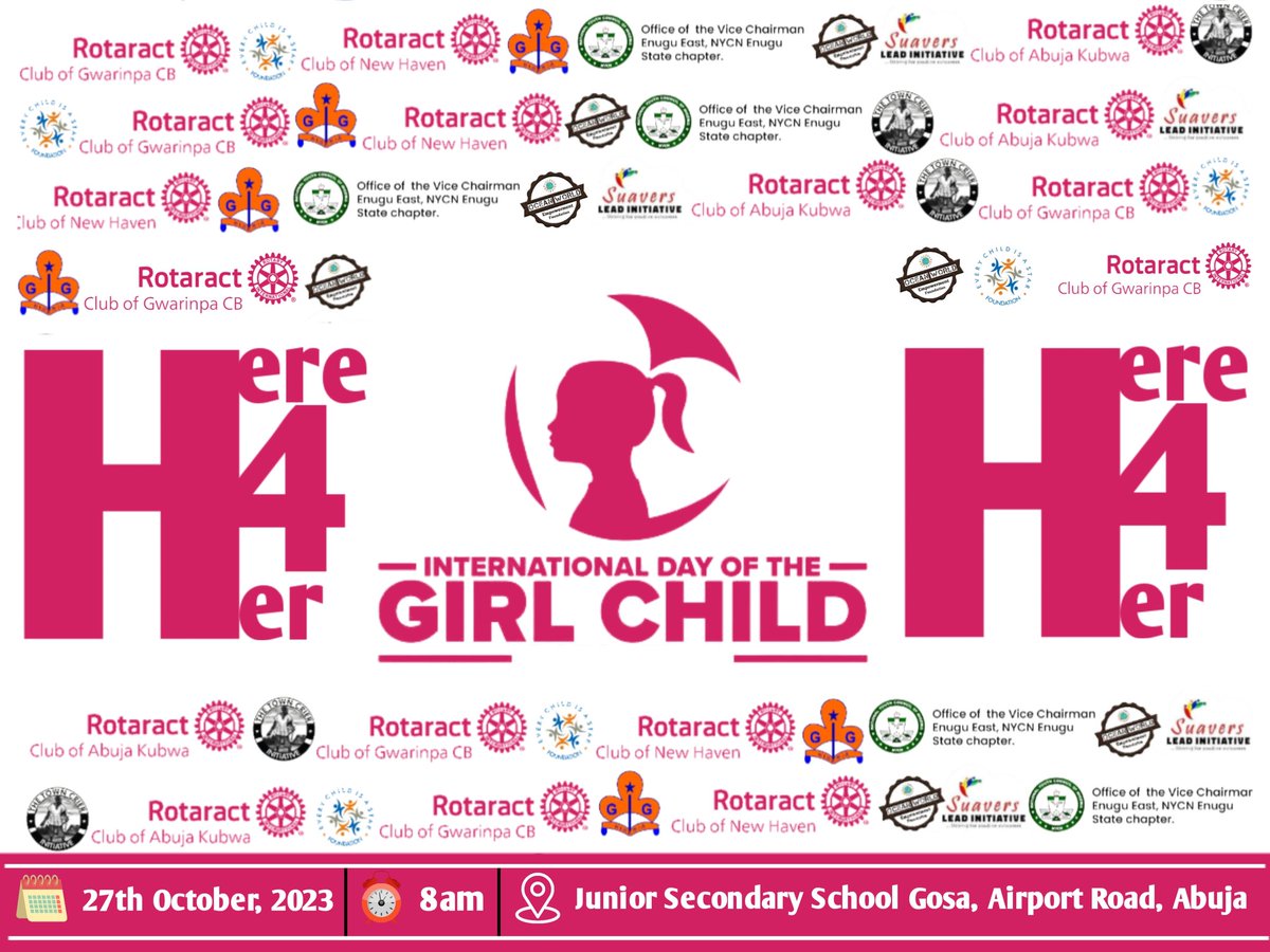 ogene_ogbodo's tweet photo. Here 4 Her with Dance, Drama, Girls Talk and many more.

Abuja 27th October, 2023 at JSS Gosa
Enugwu: 31st October 2023.

Celebrating the #InternationalDayoftheGirlChild 2023.

#Here4Her #Dance2Break #Hike2Break #TownCrierInitiative #Project5000Girls https://t.co/qRKU7WOiqV