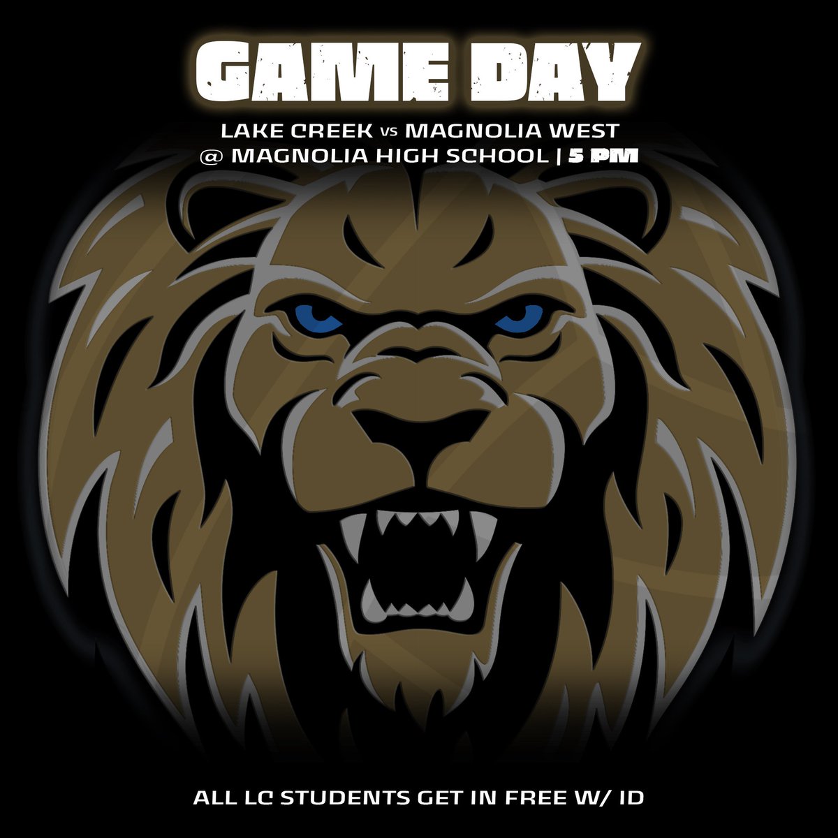 Lake Creek Volleyball Club (@lakecreekvbclub) on Twitter photo ‼️ GAME DAY ‼️
See you at 5 PM at Magnolia High School. All students get in FREE if they show their Lake Creek Student ID. The first 50 students will also get a free T-Shirt. WINNER GOES TO PLAYOFFS 🚨
Spread the word!!! Let's go Lions 🦁🏐
<a href="/lakecreekvb/">Lake Creek Volleyball</a> @lakecreeklions ‼️ GAME DAY ‼️
See you at 5 PM at Magnolia High School. All students get in FREE if they show their Lake Creek Student ID. The first 50 students will also get a free T-Shirt. WINNER GOES TO PLAYOFFS 🚨
Spread the word!!! Let's go Lions 🦁🏐
<a href="/lakecreekvb/">Lake Creek Volleyball</a> @lakecreeklions