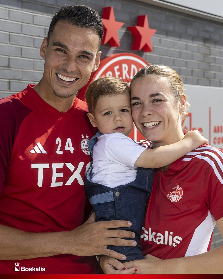 Nadine Hanssen is pictured with partner Kelle Roos and their son.