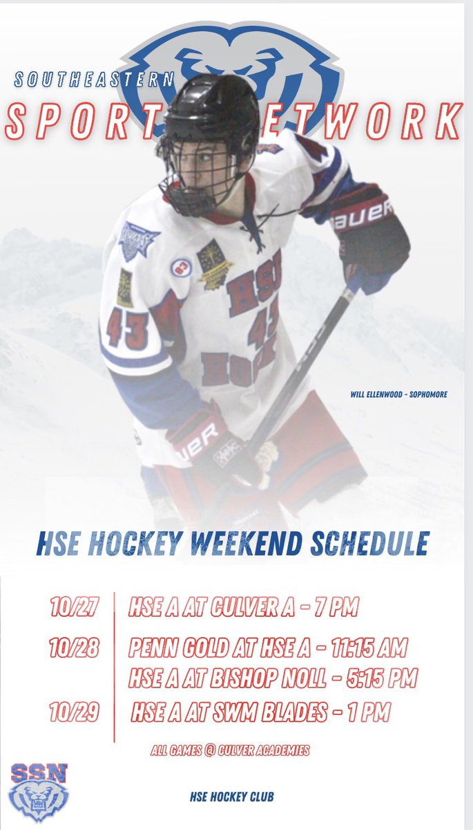 Game schedule for the weekend!
HSE hockey makes the trip up to culver for a four game weekend.