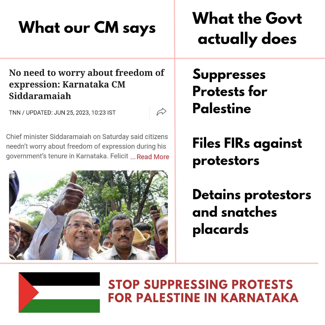 When people set out to distribute pamphlets, hold placards about #palestine in mg road and Tilaknagar : Kar govt files FIR saying all this is allowed only in freedom park

When ppl apply for permission to say #CeaseFireInGaza in freedom park : Ktka govt denies permission!