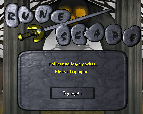 Runescape Malformed Login Packet