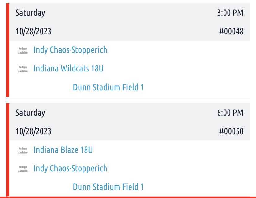 Ending our outdoor season this weekend with a tournament in Columbus. Pool games tomorrow are 3p and 6p at Dunn Stadium field 1.