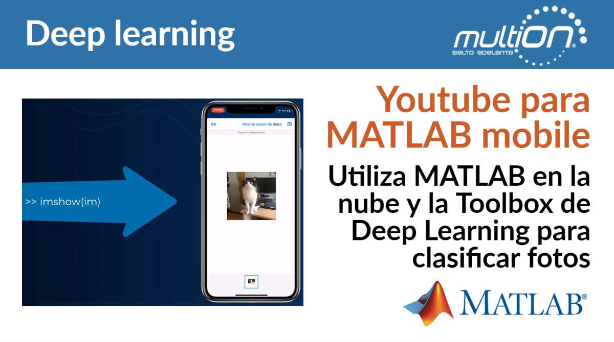 MATLAB_Mexico's tweet image. Clasifica tus fotos y con Deep Learning en MATLAB Mobile bit.ly/3KN9WuD Mediante este ejemplo aprende a utilizar MATLAB en la nube y la Toolbox de Deep Learning para clasificar fotos de tu teléfono. ¿Te interesa obtener MATLAB? obtén información: bit.ly/3qhcwwu