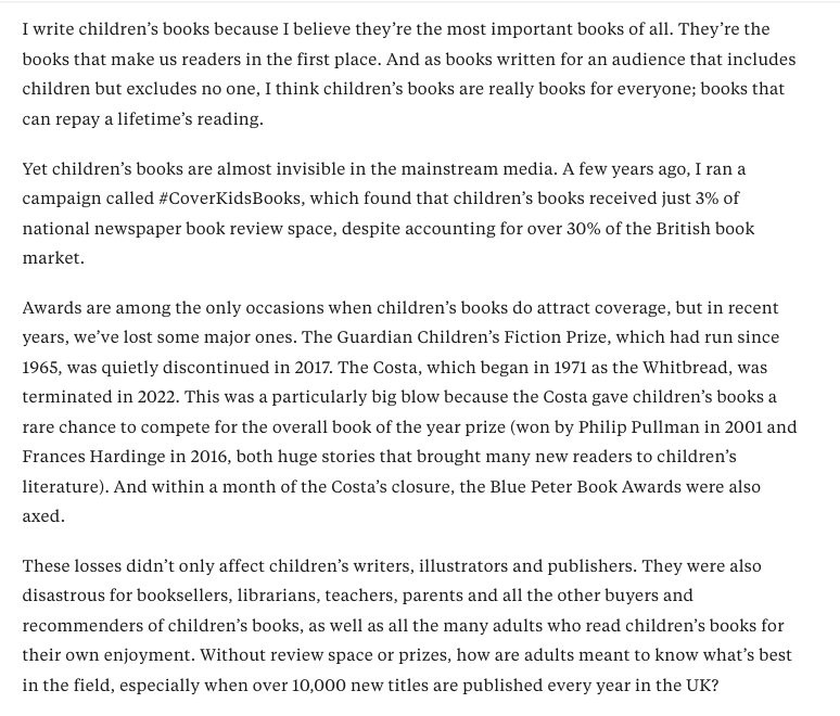 Children's books are the most important books of all. They're the ones that make us readers - and they're really books for EVERYONE! So when will our national media wake up and #CoverKidsBooks? Here's a piece I've just written about this in @thebookseller thebookseller.com/comment/please…