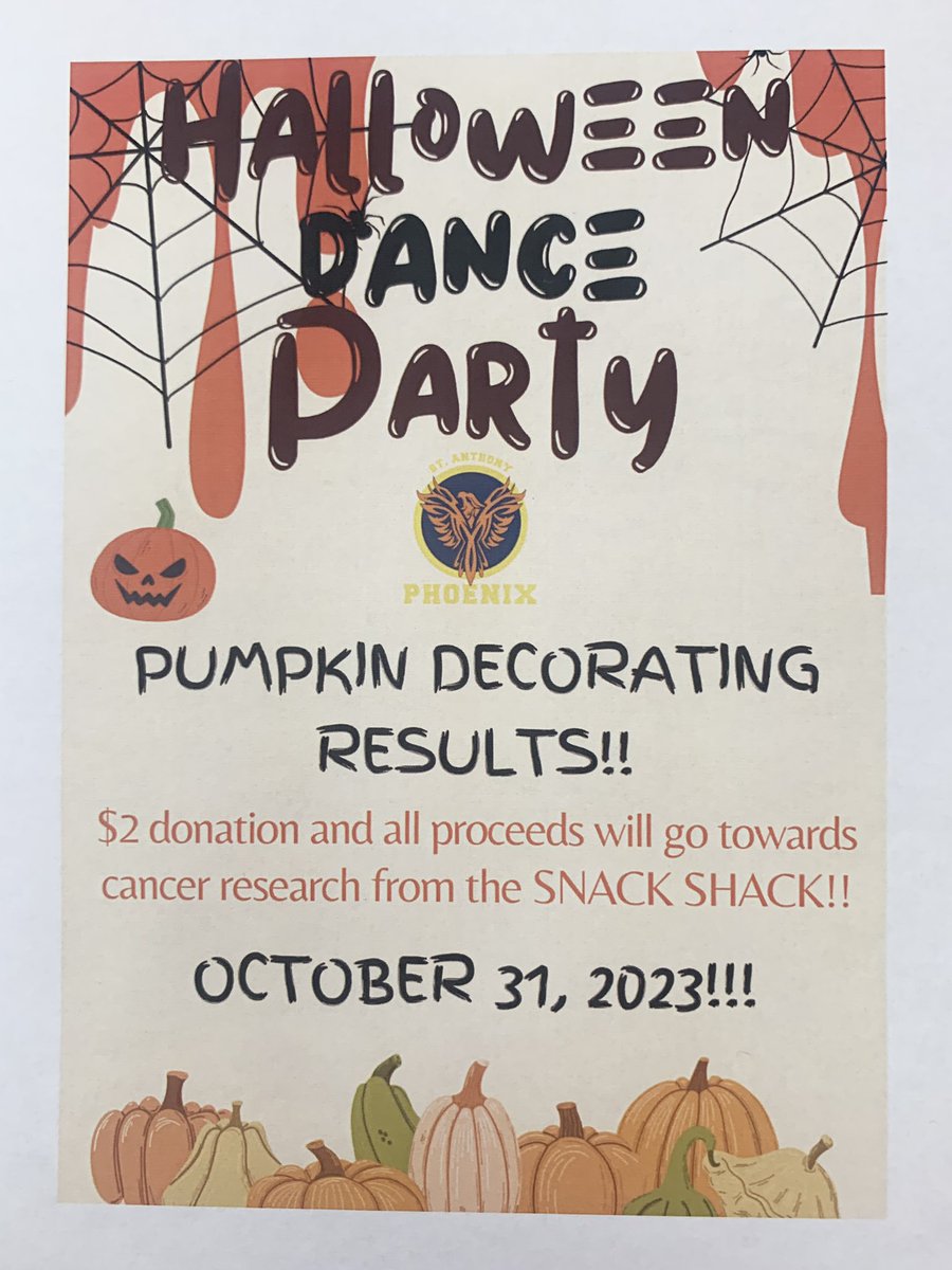 Reminder to bring your $2 donation for Cancer Research……plus some bonus $$$ for our Scary Snack Shack!!! #Oct31 #PhoenixProud