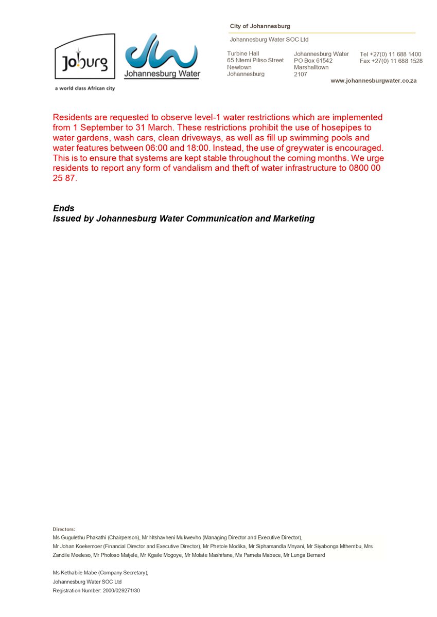 Johannesburg Water tweet media