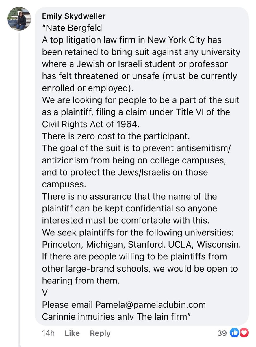 If you are Jewish, and have a child enrolled in a university, please read.