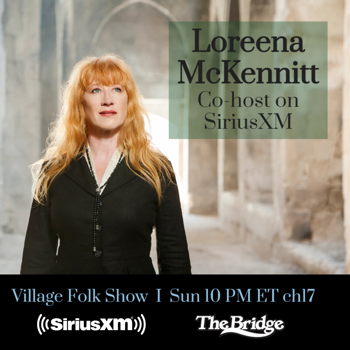 Mark those calendars, Loreena McKennitt and
<a href="/mtwohy/">Mary Sue Twohy</a> are sitting down to talk about Loreena's musical journey and her upcoming album. Hear the interview this Sunday on The Bridge, or afterwards on the <a href="/SIRIUSXM/">SiriusXM</a> app ➡️ siriusxm.us/villagefolkshow