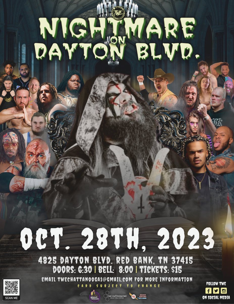 TWE_Chattanooga's tweet photo. TOMORROW night at the TWE Arena!

Nightmare On Dayton Blvd

@DarianBengston v @Twtcapt
@Tank_Est1996 v @1117Ronin
@BojackOfficial v @DerekNeal91
@1called_manders v @Greco_gladiator
@SugarDunkerton v @CjLawler 

🚪6:30
🛎️8
🎟️https://t.co/LpzZLDG2cx
📺@indiewrestling https://t.co/iiqdK0n9RO