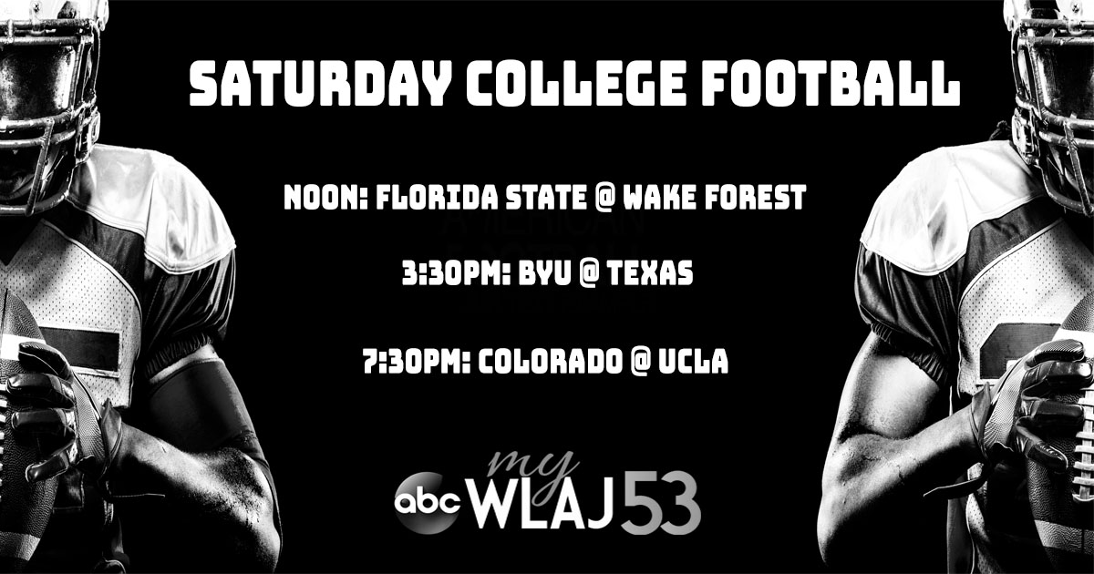 WLAJ6's tweet photo. Saturday College Football Lineup on ABC https://t.co/H9G0mRPzRT