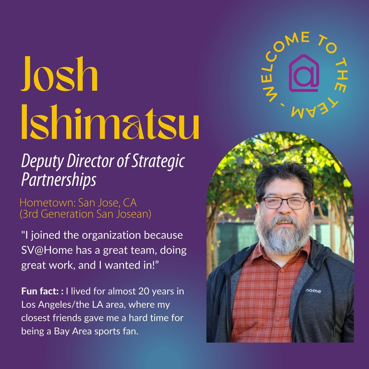 Join us in welcoming our new Deputy Director of Strategic Partnerships, Josh Ishimatsu! 🎉 We are so thrilled to have his passion and expertise on our team and are excited to see the positive impact he will have on our policy and advocacy work in Santa Clara County. #svathome