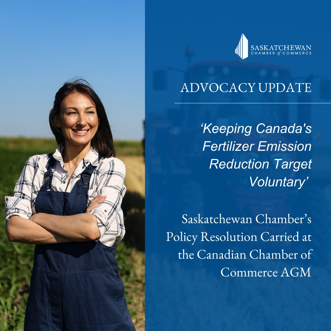 We are pleased to share that our policy resolution "Keeping Canada's Fertilizer Emission Reduction Target Voluntary" was carried at the Canadian Chamber of Commerce AGM earlier this month, receiving an impressive 87% of support. 👏🌱