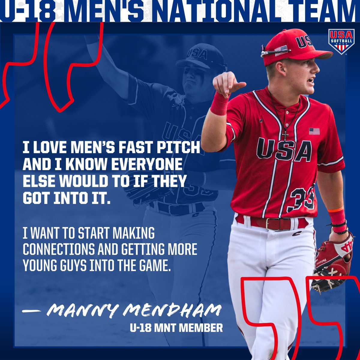 USASoftballJMNT's tweet photo. 🗣️🗣️🗣️

Members of the #U18MNT share their experience with 𝗧𝗲𝗮𝗺 𝗨𝗦𝗔 and how they hope to 𝙜𝙧𝙤𝙬 𝙩𝙝𝙚 𝙜𝙖𝙢𝙚 of Men's Fast Pitch ⤵️ https://t.co/VL84UeAkEj