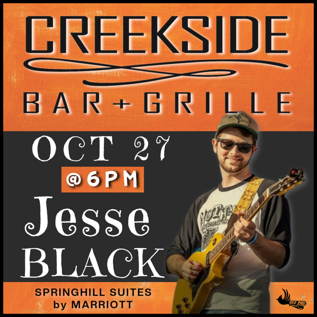 SpringHillCHA's tweet photo. Jesse Black is back! Come join us at #Creekside Bar + Grille for a little taste of country and a sip of rock-n-roll! ๐ต #livemusic #SpringhillSuites #Ooltewah #redtailbooking https://t.co/z88S7iM2a3