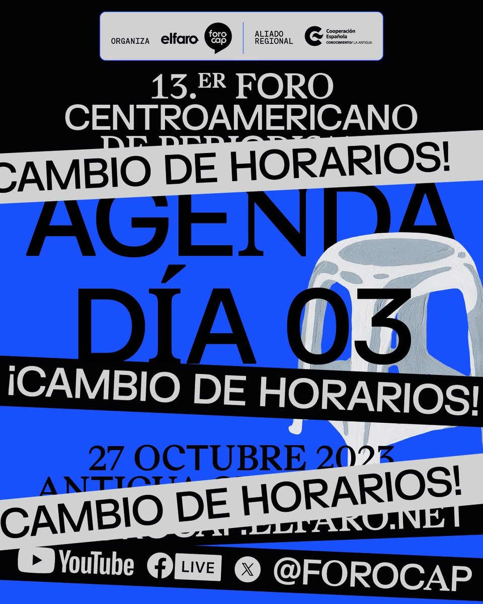foroCAP's tweet photo. Te compartimos las actividades del día de HOY en el #ForoCap2023

⚠️ Toma nota ⚠️

Hemos hechos algunos cambios en los horarios, nos disculpamos de antemano. Te pedimos de favor ser puntual y tener a la mano tu código QR https://t.co/LDc7TWiktf