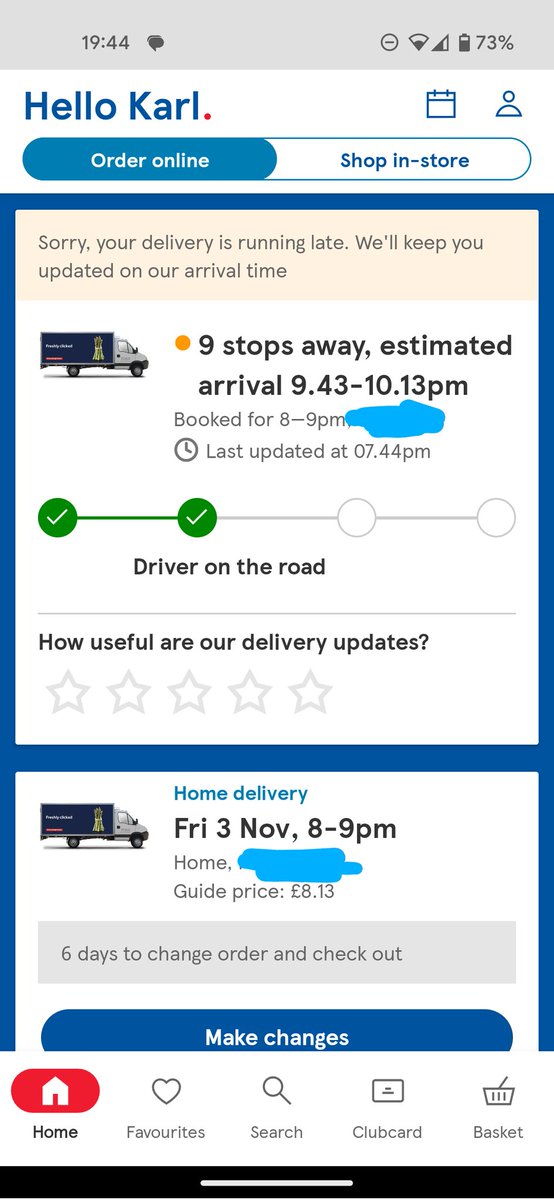 hammer1202's tweet photo. @Tesco Hi, after paying for an 8-9 slot, for the second time this month, such a delay is quite frustrating... https://t.co/NiuxQysIzh