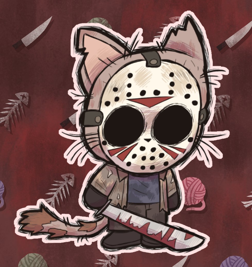 IzzyRaeComix's tweet photo. Killer Kitties 1: Kitty Krueger, Chucky Stray, Jason Voorhiss. Part 1 of my cat sticker series. 😺🔪

#happyhalloween https://t.co/8IdG3rAT0q