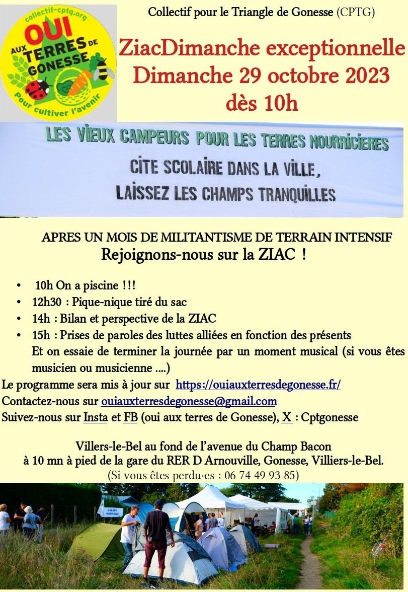 ThomasCOTTINET's tweet photo. Soutien aux campeurs de la #ZIAC Zone d'imagination pour un Aménagement Concerté💪

👉 pour une installation responsable de la #citéscolaire
sur le site disponible à Villiers-le-Bel 
plutôt que dans les champs sous le bruit des avions à #Gonesse ! 

❌#GareAuMilieudesChamps❗ https://t.co/T9BohyqXYt