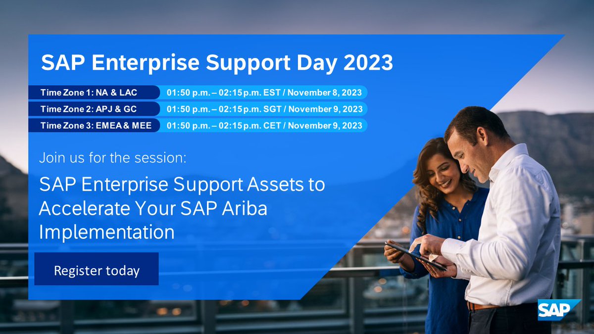 robinhaettich's tweet image. Join our session on &quot;SAP Enterprise Support Assets to Accelerate Your SAP Ariba Implementation&quot; at #SAPEnterpriseSupport Day 2023. Fast-track your SAP Ariba journey. Register today: imsap.co/6012u9bmm