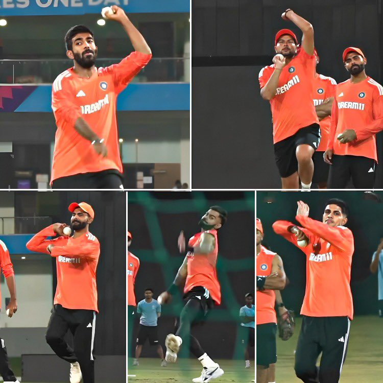 Netra24_'s tweet image. &quot;Team India&apos;s diverse bowling arsenal in action! 🔥 From left-arm spin to right-arm quick bowling, they&apos;re ready for the match against England in Lucknow! 🏏😀 #TeamIndia #BowlingBrilliance #PreparationMode&quot;