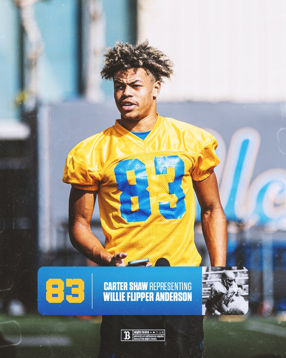 UCLAFootball's tweet photo. Honoring those who came before us:

- Carter Shaw (Flipper Anderson #83)
- Joquarri Price (Frank Stephens #41)
- Wyatt Mosier (Jeff Bailey #61)

Our Scout Team Players of the Week! https://t.co/iwbtJxOg2r