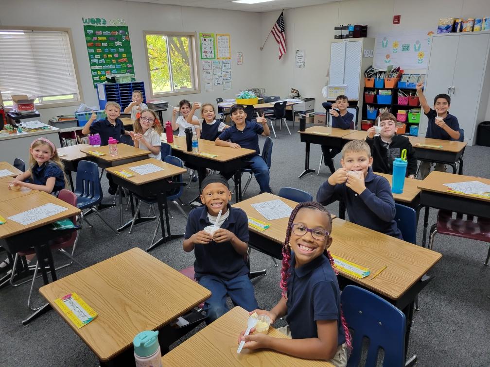 Second grade had their ice cream party today for winning Penny Wars! Thank you PTC! 🍦😋🐾❤️ #huronhuskies #huronacademy #charterschools #charterschool #charterslead #studentsofinstagram