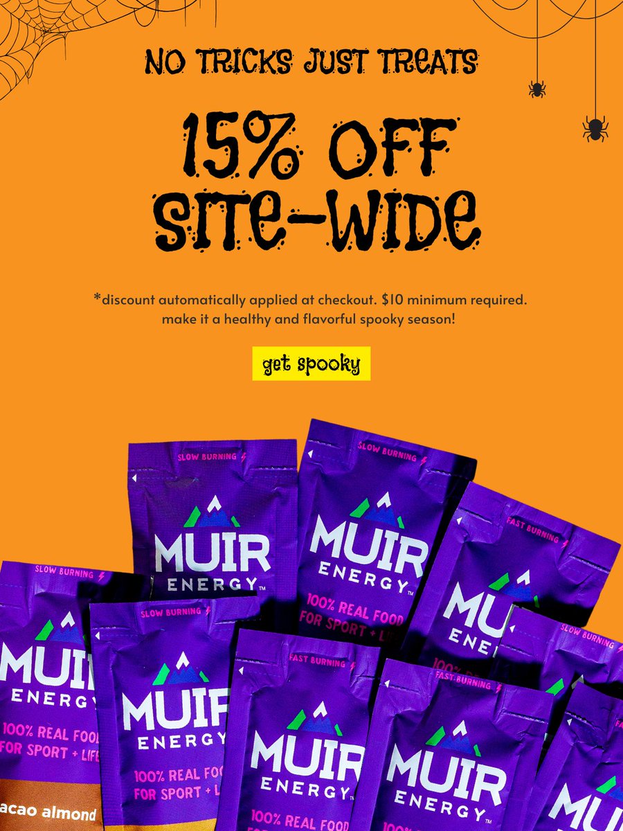 Treat only! Enjoy 15% off this spooky season on your fave gels😋
Shop Now: muirenergy.com