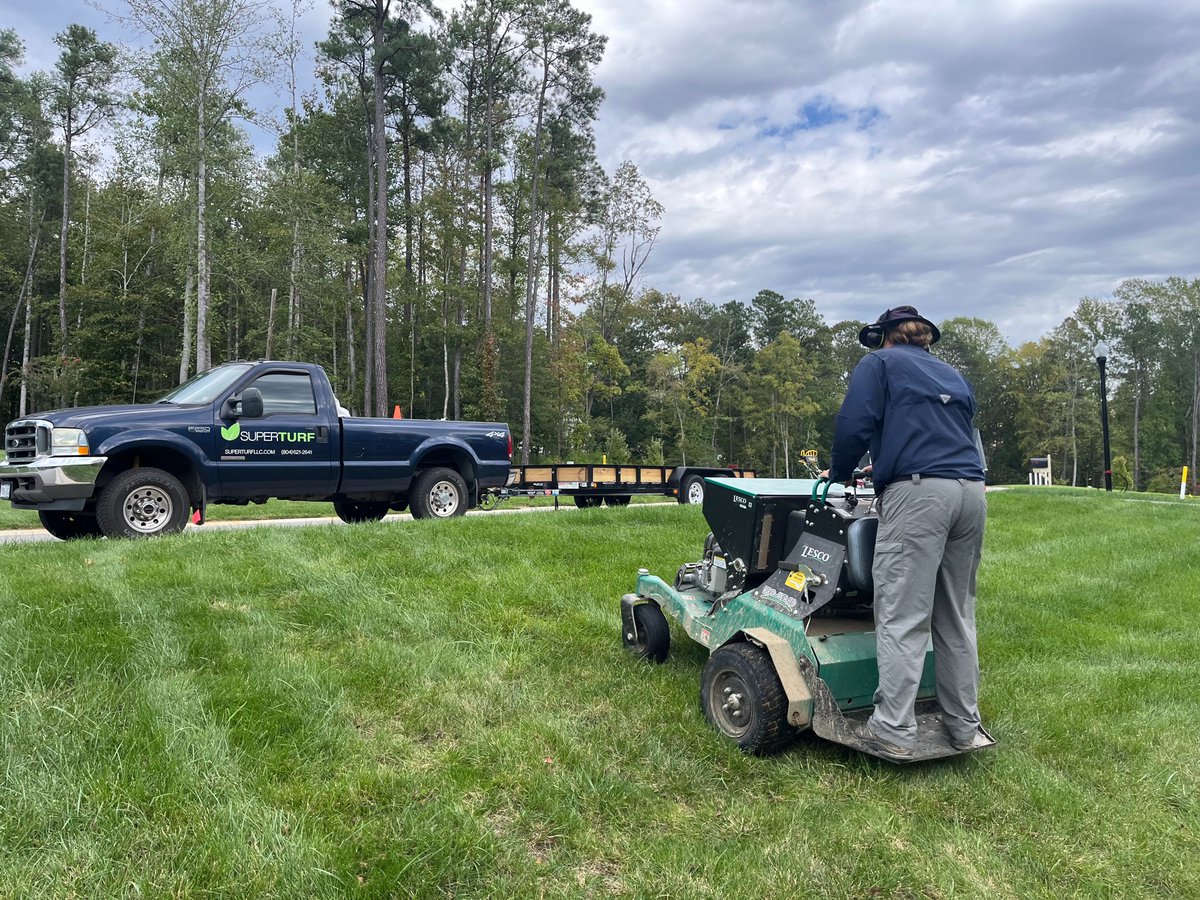 superturfllc's tweet photo. Just wrapped up aeration and seeding, now onto round 9! https://t.co/lSHFPuE3Kn