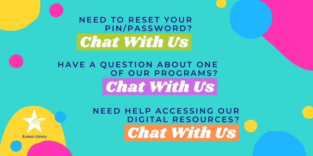 EulessLibrary's tweet image. Do you have questions? We have answers!

Go to bit.ly/3bnXOxr

#EulessLibrary #EulessTX #LibraryQuestions #Chat #ChatWithUs