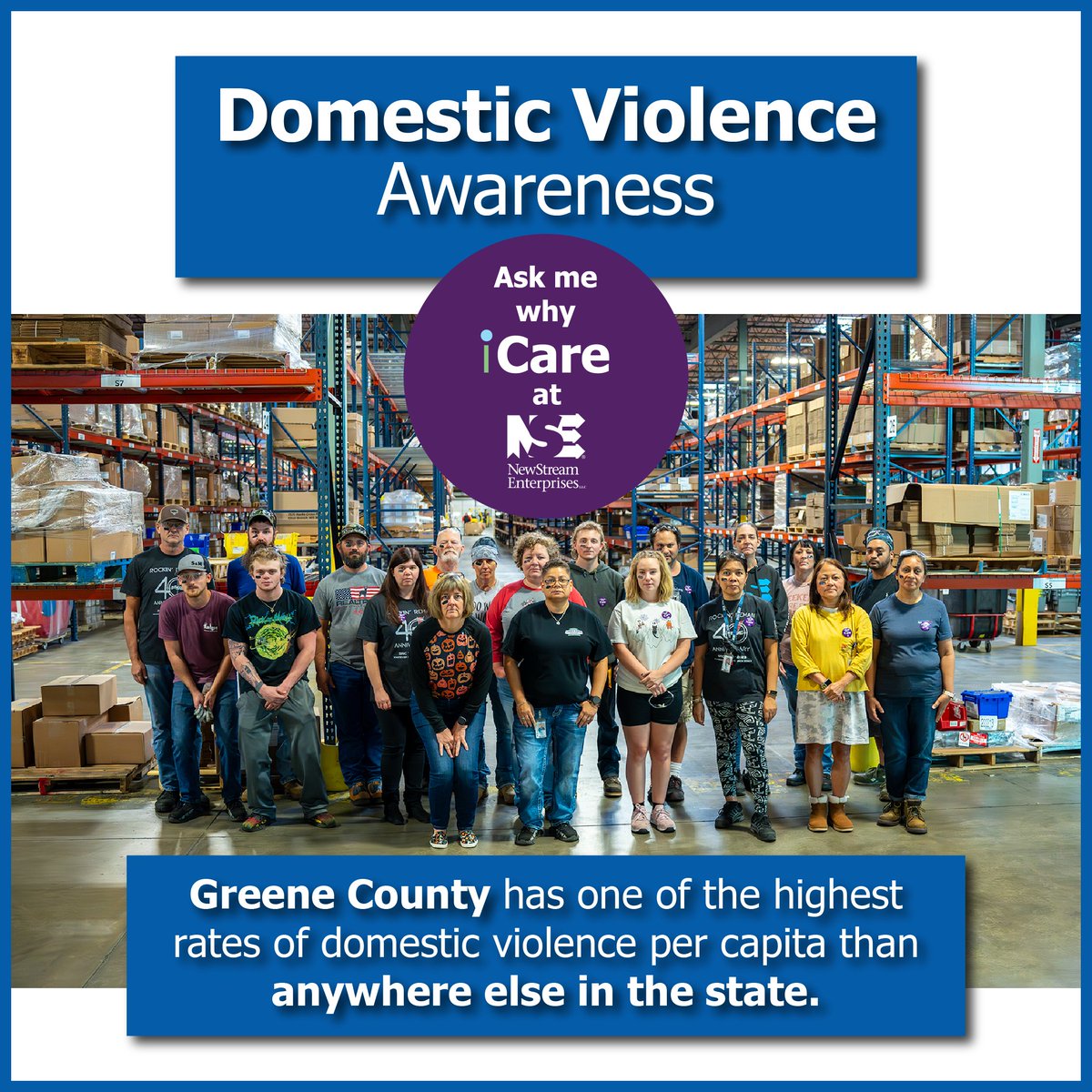 NewStream3PL's tweet photo. This year, once again SRC is a sponsor for Harmony Houses' iCare Campaign.

Our employees took their pledge by wearing a symbolic iCare eye patch to raise awareness of the domestic violence problem in our community.

#iCare #askmewhyicare #harmonyhouse #domesticviolence. https://t.co/lXCwdw44K2
