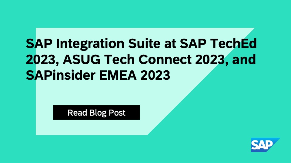 robinhaettich's tweet image. Learn about SAP’s integration strategy and #SAPIntegrationSuite sessions in the upcoming events. Learn about the sessions at #ASUGTechConnect2023 #SAPInsiderEMEA2023 #SAPTechED2023:imsap.co/6017u9jHU
#SAPBTP
