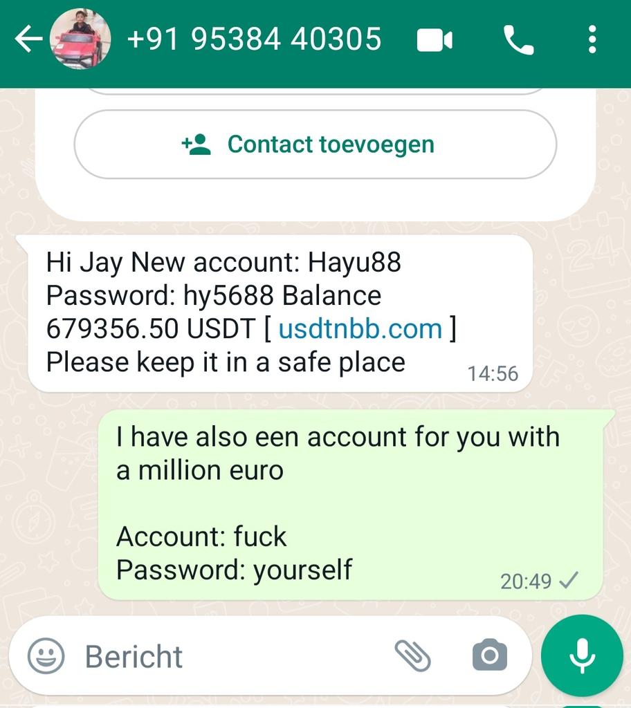 Are you also tired of all those scammers?

Sometimes when you have nothing to do you can laugh about it and go along with it.

what is your funniest scam joke.. lol

#scam #lol #nothingtodo #scammers #cryptoscam #protectyourassets #USDT #hack #hacker #karma #staysafu #ATTACK