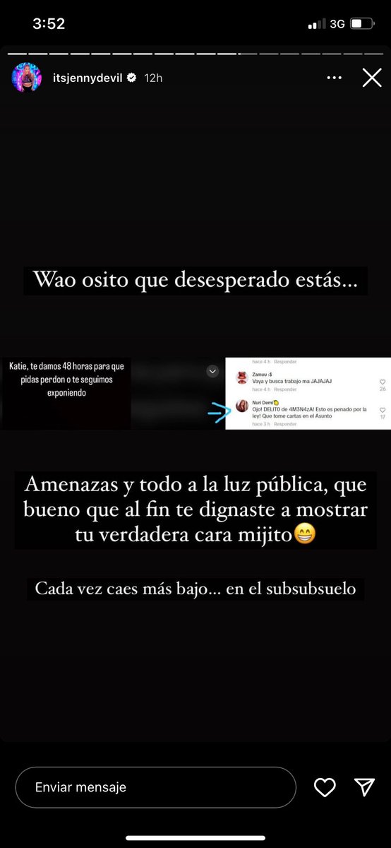 KatieAngelFacts's tweet photo. Historias de Instagram subidas por Jenny Devil después del estreno de su video. https://t.co/8ShXLeZs7b