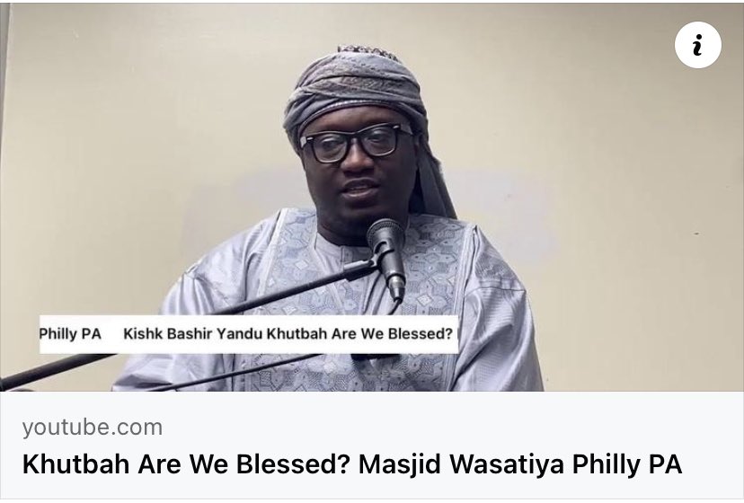 kyshkyshk's tweet photo. Kishk Bashir Yandu
Masjid Alwasatiyatu Masjid Al-Wasatiyah
Khutbah Are We Blessed? https://t.co/3gSdEhu5jT
#ecosheikh
#nomadicimam
#coolimam https://t.co/cAZkre81HS