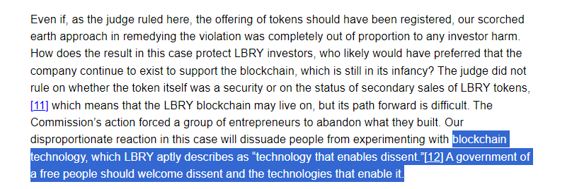 Peirce really gets it. . .yes, a major part of blockchain's value proposition is that it prevents totalitarianism by creating the space for civil disobedience. . . .much of our civilization (and evolution of law) has been built on that, it has a very legit place in our society