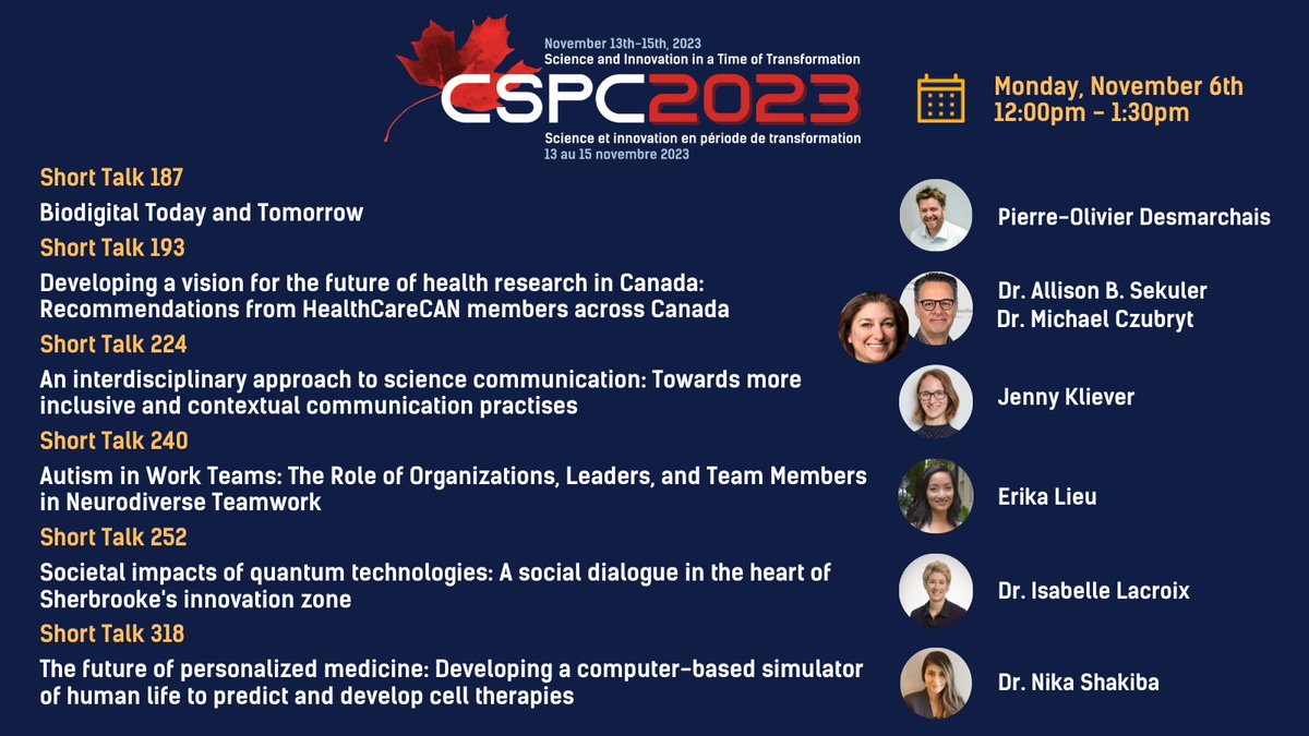 sciencepolicy's tweet photo. Inscrivez-vous pour assister aux exposés succincts préliminaires les 6 et 7 novembre au #CPSC2023 ! 💡

Avec la participation de : @daandutoit @asek47 @JKliever @nika_shakiba @lupinrain... et plus ! 👏

Pour en savoir plus : https://t.co/zviUky9YGw

#politiquescientifique https://t.co/PGT36izlDs